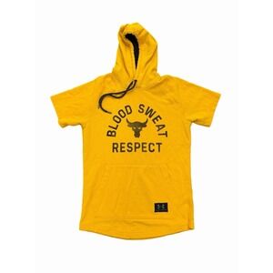 Under Armour Project Rock Blood Sweat Respect Short Sleeve Hoodie Yellow Small